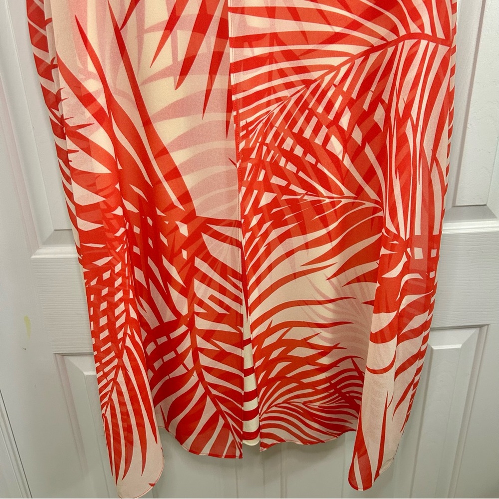 Chico’s Orange & Cream Sleeveless Palm Leaf Tropical Print Dress Size XL - Picture 3 of 14